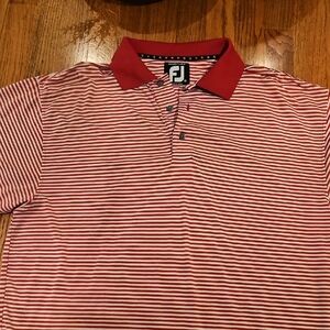 FootJoy Red and White Striped Polo Shirt